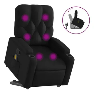 vidaXL Massagesessel mit Aufstehhilfe Kunstleder 142 x 75 x 100 cm Schwarz