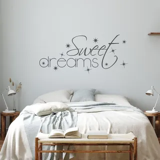 GRAZDesign Wandtattoo Schlafzimmer Sprüche Sweet dreams über Bett Wandaufkleber - 129x57cm / 073 dunkelgrau