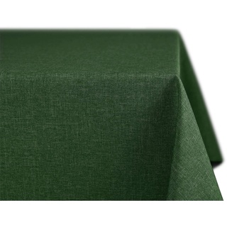 BEAUTEX fleckenabweisende und bügelfreie Tischdecke - Tischtuch mit Lotuseffekt - Tischwäsche in Leinenoptik - Größe und Farbe wählbar, Eckig 130x300 cm, Dunkelgrün