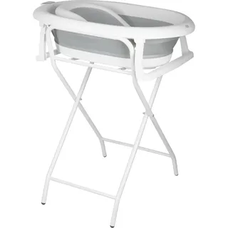 Baby Badewanne Faltbare Babybadewanne, Baby Bathtub Babywanne Wanne Faltbar mit Badewannenhocker, Rutschfeste Tragbare Reisedusche Badebecken Duschwanne für Neugeborene (Grau, 81 * 47 * 90 cm)