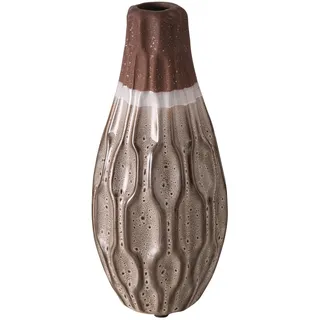 Boltze Vase MALIA, Creme - Braun - Steingut - H 21 cm