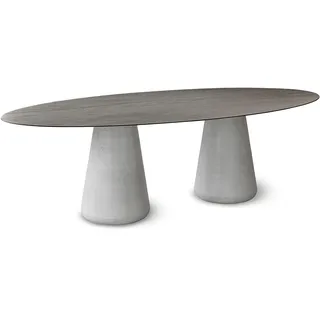 Solpuri Queen Dining Tisch Beton/Aluminium/Keramik Travertin Ivory-Cream oval