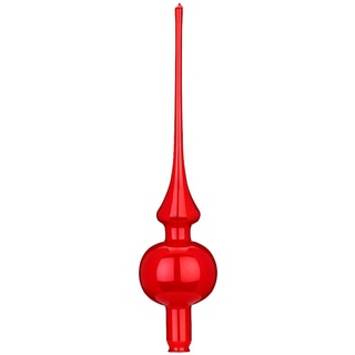 INGE-GLAS® Christbaumspitze einfarbige Spitze, rot opal, Ø7cm x 30cm (1-tlg), mundgeblasen rot