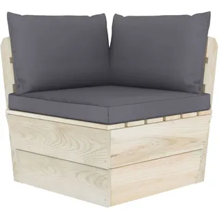 vidaXL Garten-Paletten-Ecksofa natur/anthrazit
