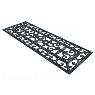 Stufenmatte Colombo, 25 x 75 cm, Treppenschutz, Floordirekt, rechteckig, aus 100% Gummi, wetterfest, Eisengitteroptik schwarz