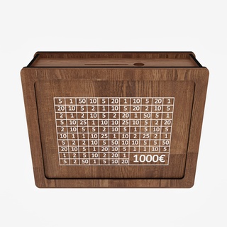 Holz-Spardose 1000€ Sparbüchse - Für Kinder, Jugendliche und Erwachsene – Spar Box für Scheine und Münzen Sparbox ohne Öffnungsmöglichkeit