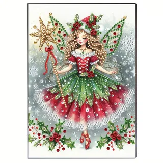 Diamond Art Painting Weihnachten Notizbuch A5, DIY Weihnachten 50 Seiten Skizzenbuch Blanko, Diamont Painting Notizbuch mit Exquisitem Musterdesign, Tagebuch Leder, Skizzenbuch-03-Weihnachtsfee