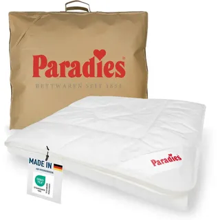 Paradies Kunstfaserbettdecke Prima, Bettdecke 135x200 cm, 155x220 cm und 200x200 cm, Füllung: 100% Polyester, Bezug: 100% Baumwolle, leichte Sommerdecke 155 x 220cm, Made in Germany weiß 155 cm x 220 cm