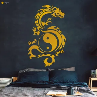 Wandtattoo Loft Wandaufkleber Drache Yin Yang Tribal Zeichen 30 Farben, 3 Größen