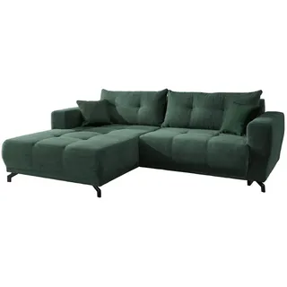 Mid.you Ecksofa, Dunkelgrün, Metall, 4-Sitzer, Füllung: Schaumstoff, Ottomane links, L-Form, 246x177 cm, seitenverkehrt erhältlich, Rücken echt, Armteil links, rechts, elektrischer Sitzvorzug, Wohnzimmer, Sofas & Couches, Wohnlandschaften, Ecksofas