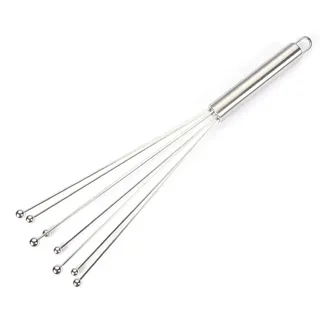 Keyoung Edelstahl Schneebesen, Profi Plus Rührblitz 10 Zoll, Edelstahl-Kugeln, Teilmattiert, Rührbesen, Quirl, Küche Schneebesen zum Kochen, Mischen, Schlagen, Rühren