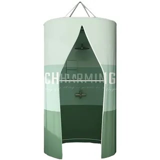 Duschvorhang Rund Runder Polyester Hängender Wärmedämmungs-doppelter Reißverschluss Duschvorhang, Runder Verdickter Wasserdichter Badezimmer Duschvorhang(Green,80X200CM)