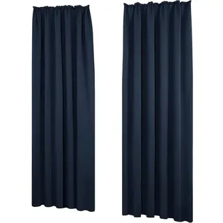 LuxusKollektion Hängedekoration Vorhang Blickdicht Schallschutz H160 x B140 cm (2er Pack) Dunkelblau
