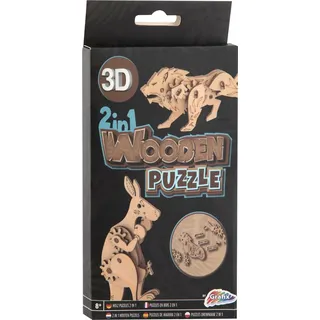 Grafix 2-in-1 Holzbaukasten 3D-Puzzle - Känguru und Löwe (3 Teile)