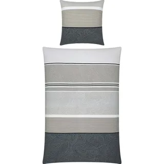 Erwin Müller Bettwäsche Jersey Gestreift Grau 135 x 200 cm + 80 x 80 cm