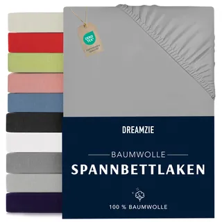 Dreamzie Spannbettlaken, 70 x 190-200 cm Grau - Baumwolle Jersey