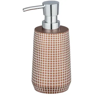WENKO Seifenspender Ohrid Bronze - Flüssigseifen-Spender, Spülmittel-Spender Fassungsvermögen: 0.27 l, Polyresin, 10 x 16.5 x 7 cm, Bronze