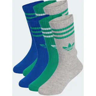 adidas 3-Streifen Kids Crew Socken 6 Para - Medium Grey Heather / Royal Blue / Court Green - 22-24