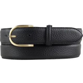 BELTINGER Italienischer Damen-Gürtel, 30 mm breit, Damen, Chinogürtel, Hosengürtel, strukturiertes Leder, Schließe Gold - 90 cm (Gesamtlänge 105 cm)
