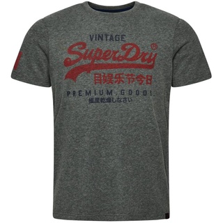 Superdry Herren T-Shirt - VINTAGE VL CLASSIC TEE, Logo, Rundhals, einfarbig Grau Meliert S