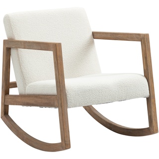 Schaukelstuhl Mit Sitzkissen Weiß (Farbe: Cremeweiß)