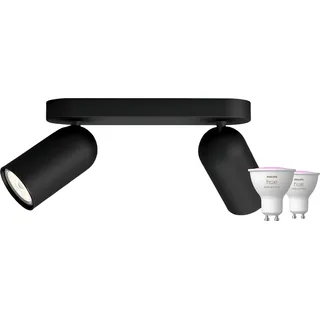 Philips Pongee Aufbauspot - 2 Spots - Schwarz + Philips Hue White & Color GU10 (2x)