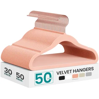 Songmics Kinderkleiderbügel Samt Roségold 50 St.