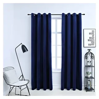 vidaXL Verdunkelungsvorhang Ösen 140 x 175 cm samt dunkelblau 2 St.