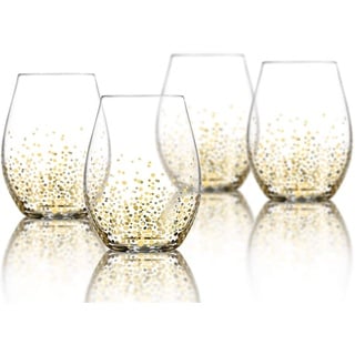 Trinkware Weinglas ohne Stiel, Weinglas, Weinglas, 473 ml, Weinglas ohne Stiel, Goldpunkt-Design, Goldosa-Kollektion, 4 Stück