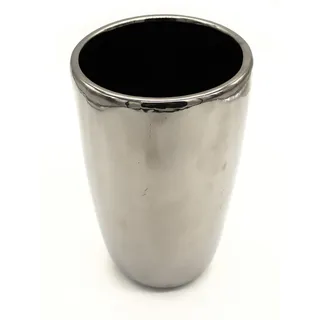 DARO DEKO Keramik Vase Silber - 23,5cm hoch - Blumenvase Pflanzgefäß