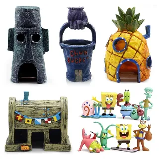 Aquarium Deko, Fisch Tank Ornament Ornamente Landschaft Ananas Haus Aquarium Deko Aquatorium Ornamente Harz & Kunststoff Sichere Wassertiere Höhle dekos für Salzwasser und Süßwassertanks (12 Stück)