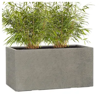 Pflanzwerk® Pflanzkübel TUB Premium Fiberglas Blumenkübel Frostbeständig mit Lotus-Effekt, Fiberglas - Handgefertigt - Rechteckig - Frostbeständig grau 100 cm x 45 cm x 45 cm