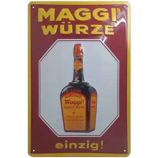 MAGGI Würze Blechschild ROT Werbung Küche Retro Nostalgie 20 x 30 cm, hochwertig geprägt 30 x 20 cm - Wandschild, Türschild, Dekoration