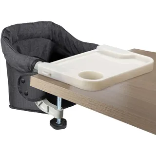 Toogel Baby Tischsitz mit Essbrett, Tragbarer Baby Hochstuhl mit Sicherheitsgurt, Kinderstuhl zum Anklippen Flach Verstaubar, Babysitz mit Transporttasche für Zuhause und Unterwegs (Schwarz)
