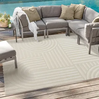 Sanat Teppich Berlin, rechteckig, Höhe: 6 mm, In -und Outdoor geeignet, Außenbereich, Terrasse, Balkon, auch Läufer beige 120 cm x 170 cm x 6 mm
