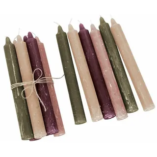 Mirabeau Stumpenkerze Kerze 12er Set Bauceau bunt (12er Set, 12er Set), none bunt