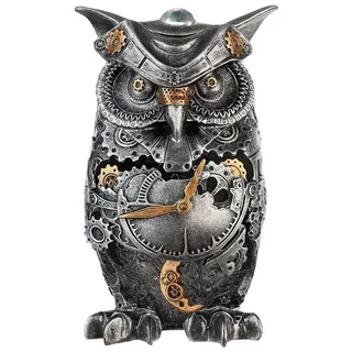 Brillibrum Dekofigur Zahnrad Design Steampunk Eule Deko Skulptur aus Polyresin Dekofigur