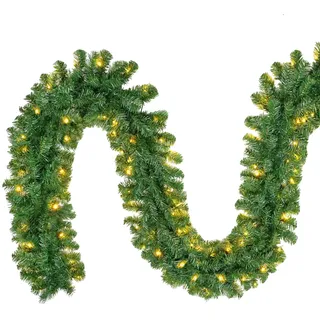 SALCAR 3 m Weihnachtsgirlande mit 100 LED | Künstliche Tannengirlande in Grün | Weihnachtsdeko für Innen & Außen – Für Kamin, Treppen, Türen