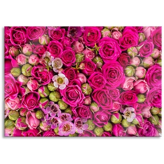 Pixxprint Glasbild Blumen, Blumen (1 St), Glasbild aus Echtglas, inkl. Aufhängungen und Abstandshalter bunt|rosa 100 cm x 70 cm