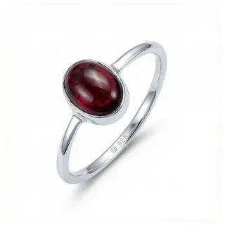 mantraroma Silberring SAMA oval aus 925 Silber mit Granat (Ring mit Schmuckbeutel), Damenring aus 925er Silber 48