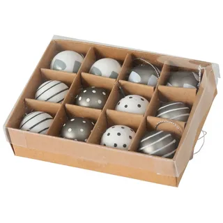 Boltze Weihnachtskugel Lola Ø 3 cm grau weiß 12 er Set