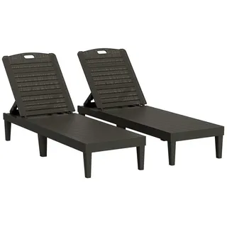 Outsunny - 2er Set Sonnenliege wetterfest Gartenliege mit 4-Fach höhenverstellbarer Rückenlehne bis 120kg belastbar Outdoor Liegestuhl Gartenmöbel