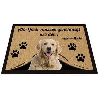 BAGEYOU Personalisierte Fußmatte mit Meinem Liebeshund Golden Retriever Alle Gäste Müssen Genehmigt Werden Bodenmatte 60 x 40 cm