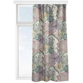 Bilderdepot24 Vorhang Gardine Blumen Natur Modern Florale Eleganz Pastell Mint Türvorhang, Multifunktionsband (1 St), blickdicht, Samt, Schiebegardinen Küche Schlafzimmer Wohnzimmer Schiebevorhang bunt 130 cm x 200 cm