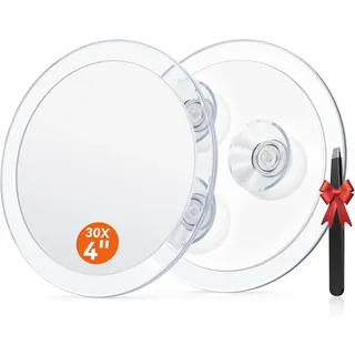 Auxmir 30X Vergrößerungsspiegel 10Cm 30-Facher Mit 3 Saugnäpfen, Runde Make up S