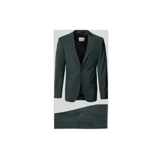 Slim Fit Anzug in unifarbenem Design, Gruen, 46