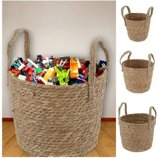 CEPEWA Aufbewahrungskorb Aufbewahrungskorb 3er Set Henkel Jute Cattail 3 Größen Henkelkorb