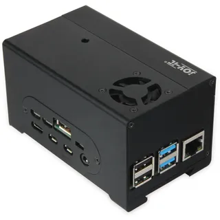 Joy-It Aluminiumgehäuse Passend für (Entwicklungskits): Raspberry Pi®, StromPi 3 inkl. Batteriefach, abnehmbare GPIO Abdeckung, inkl. aktiven Küh