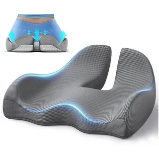 LuxusKollektion Sitzkissen Sitzkissen Bürostuhl Autostuhl Memory Foam Lendenstütze Grau Large grau
