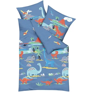 KAEPPEL Dinosaurus Tiere Blau 100 x 135 cm + 40 x 60 cm